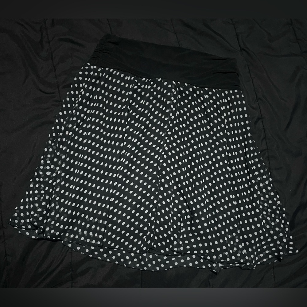 90s y2k polka dot midi skirt